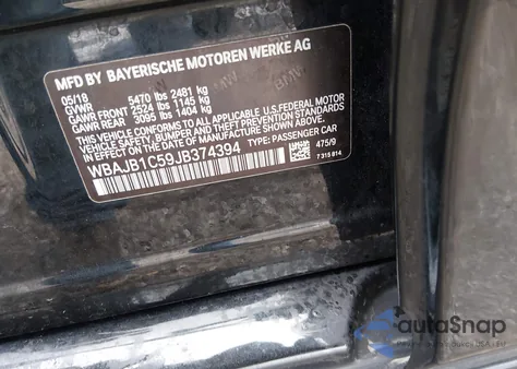 2018 BMW 530E xDrive Iperformance из США, поврежденный, VIN WBAJB1C59JB374394